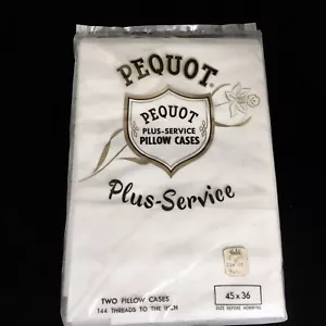 Pequot Pillowcases 45 By 36” New Old Stock Sealed In Pkg. White - Picture 1 of 5