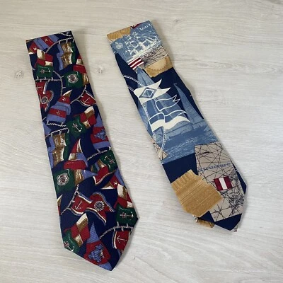 NWT Set Of Two Vintage Structure Neck Ties Nautical Travel NEW WITH TAGS - Image 1 of 4