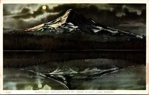 Reflejo de luz de luna de monte. Postal Hood in Lost Lake Oregon - Imagen 1 de 2
