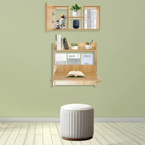 Wall Mounted Bookshelf Folding Space Saving Wall Mounted Table Laptop Desk - Picture 1 of 14