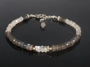 Pulsera de cuentas naturales de 7 pulgadas de labradorita, piedra lunar arco iris de 4 mm a 5 mm - Imagen 1 de 3