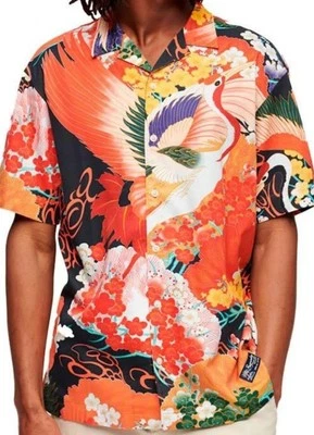 Superdry Hawaiian Resort Shirt Momotose Red Mix Print Men's Size Large - Image 1 of 4