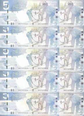 Canada 2006 $5 print in 2010 Jenkins * Carney – HPZ – pick #101Ad Bundle 10pcs - Image 1 of 3