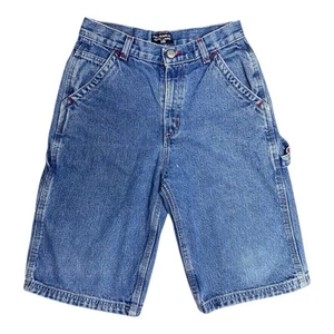 Vintage Polo Jeans Co Shorts Boys 8 To 9 Ralph Lauren 90s Denim Cargo Wide Leg - Picture 1 of 6