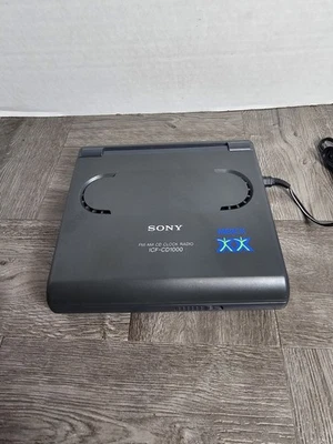Vtg Sony ICF-CD1000 AM/FM CD Alarm Clock Radio With Power Supply - Image 1 of 4