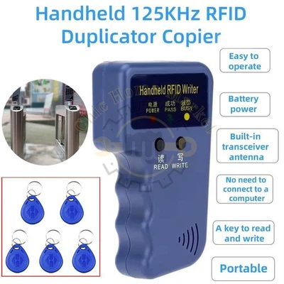 Handheld RFID Card Copier ID Key Reader Writer 125KHZ Duplicator Cloner 5 Tags