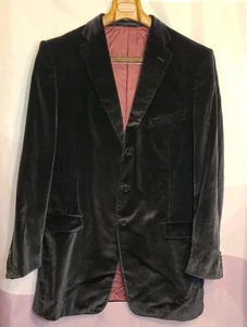 Men's Ermenegildo Zegna 58X/48 US Velvet Black Silk & Cotton Sport Coat Blazer - Picture 1 of 19