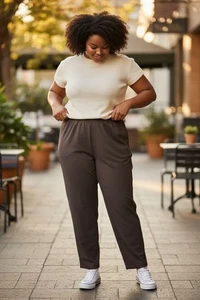 Eileen Fisher Black Wide-Leg Pants Viscose Cropped  Pull On New Size 3X B7 Nice - Picture 1 of 7