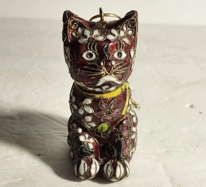 Estatuilla de gato Cloisonne esmalte cobre - Imagen 1 de 5