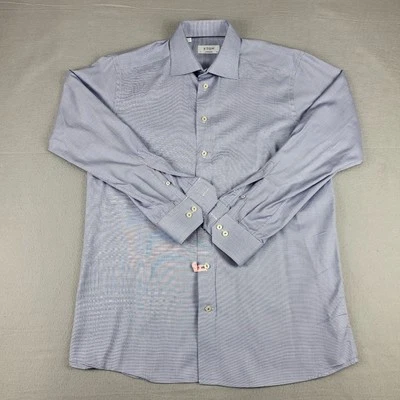 Eton Shirt Mens Size 42  16-1/2 Blue Long Sleeve Button Up Career Designer - Imagem 1 de 4