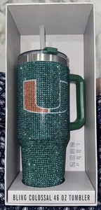 NEU Bling Colossal UM University of Miami Hurricanes 46 Unzen Strass Becher Tasse - Bild 1 von 6