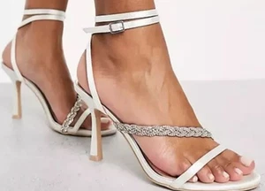 Be Mine Bridal Runi heeled sandals Ivory Satin Size UK 3 New In Box - Picture 1 of 5
