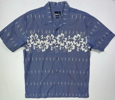 Gotcha Hawaiian Shirt Mens Large Blue White Floral 100% Cotton Made in HK - Image 1 of 3