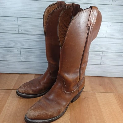 Botas Nocona Para Hombre Talla 6 D Cuero Marrón Vaquero Occidental Roper Pull On Work Foto 1 de 4