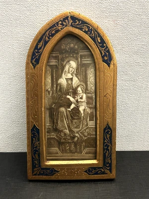 Tableau Miniature & Cadre XIXème Religieuse Vierge Marie Enfant Jésus - Photo 1/4