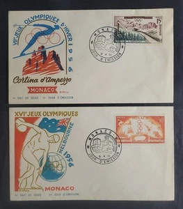 Monaco, 1956, XVI Olympic Games, 2 FDC, comb. shipping. - Picture 1 of 2