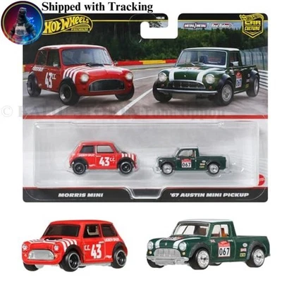 Hot Wheels Premium 2-Pack Morris Mini & '67 Austin Mini Pickup Diecast JBK97 - Image 1 of 4