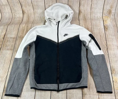 Sudadera con capucha para hombre Nike Sportswear Tech polar blanca negra gris CU4489-101 talla pequeña Foto 1 de 4