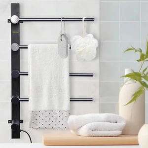 4-Bar Electric Towel Warmer Racks Emperature Adjustable Waterproof w/ Timer- - Picture 1 of 8