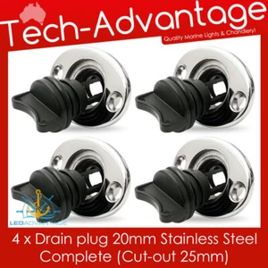 4 x Barco de Acero Inoxidable Barco Bung Drenaje Grueso 20 mm (17 mm Flujo Interno) - Imagen 1 de 5