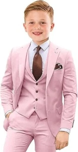 Boys Suits Slim Fit Kids Tuxedo Suit Formal Wedding Outfit Blazers Vests Pants - Picture 1 of 34