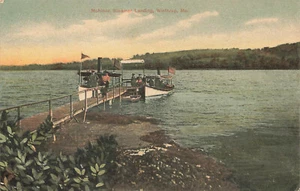 Winthrop ME Mohegan Steamer Landing Boats Dock Postcard - Picture 1 of 2