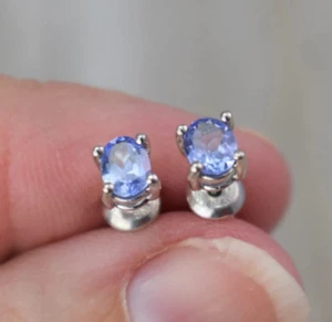 2Ct Oval Cut Created Blue Tanzanite Women's Stud Earrings 14K White Gold Finish - Picture 1 of 6