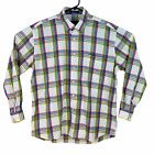 Alan Flusser Button Up Shirt Mens Large Rainbow PRIDE Cross Check Long Sleeve