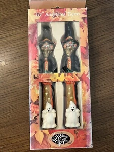 Robert Alan CANDLES Pair of Cat Witches ghost & pumpkin NIB Vintage Halloween - Picture 1 of 5
