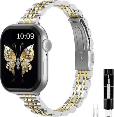 Stainless Metal Watch Band For Apple Watch Series 10 9 8 7 6 5 4 3 2 1 Ultra 2 1 - Image 1 of 4