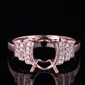 Semi-mount 7x9mm Oval Jewelry Ring Eternal Pave Real Si/h Diamond 14k Rose Gold - Picture 1 of 8