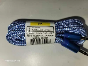 Cable de audio auxiliar de tela Wireless Gear de 10 pies - azul - Imagen 1 de 2