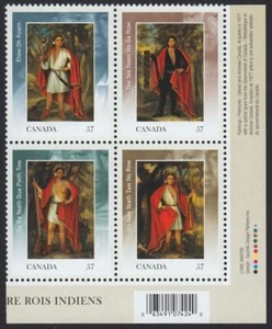 ABORIGINAL = FOUR INDIAN KINGS = LR Block of 4 w/Barcode Canada 2010 #2383a MNH - Picture 1 of 1