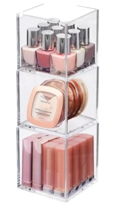 mDesign Makeup Organiser – Practical Makeup Box for Lipstick, Eyeshadow 3pack - Image 1 of 4