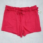 Terra & Sky Paper Bag Shorts Women's Size 1X Pink Pull On Belted Pleated Front