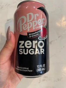 Dr. Pepper Strawberries & Cream Soda Pop 12 fl oz can Zero Sugar - Picture 1 of 1