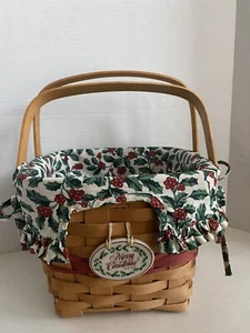 "Forro de cesta de arándanos colección Feliz Navidad LONGABERGER 1995 8x8""" - Imagen 1 de 9
