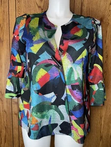 Ali Miles Lightweight Artsy Jacket Plus Size PL Abstract 3/4 Bell Sleeve - Picture 1 of 10