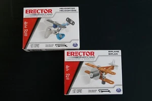 Erector Set By Meccano, Set Of 2 New Unopened. Helicopter Biplane - Picture 1 of 6