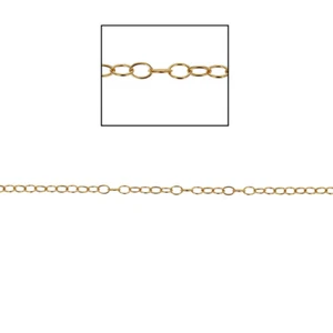 Catena per cavi ovale 1 piedi, oro 14 kt pieno, 2,5 x 3,5, funzionamento a macchina oro 14 kt 1808 - Foto 1 di 2