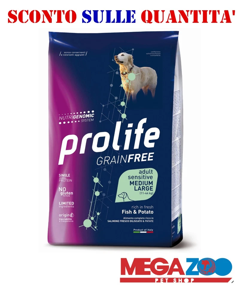 Prolife GrainFree Sensitive Fish & Potato Alimento per Cani Adulti 10kg - Immagine 1 di 1