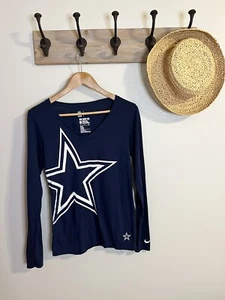 Nike NFL Apparel Dallas Cowboys V-Ausschnitt Oberteil Shirt Damen Small Navy Blau Stern - Bild 1 von 6