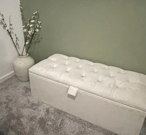 OTTOMAN Storage box cream plush VELVET OTTOMAN, TOYS FOOTSTOOL, OTTOMAN BOX - Picture 1 of 8