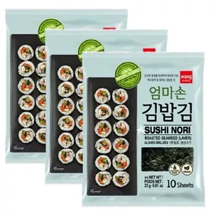 WANG Sushi Nori 100% Natural Roasted Seaweed Laver 23g (3 Packs with 30 Sheets) - Picture 1 of 7