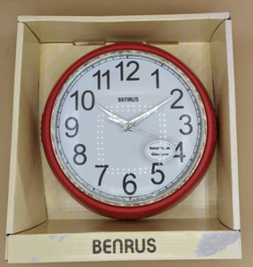 Benrus Red Retro Style Decorative Round Wall Clock 9.5 Inch - Picture 1 of 4