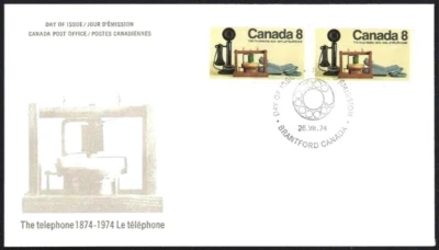 🍁Canada    #641 Pair   "TELEPHONE"      Brand New 1974 First Day Cover - Image 1 of 2