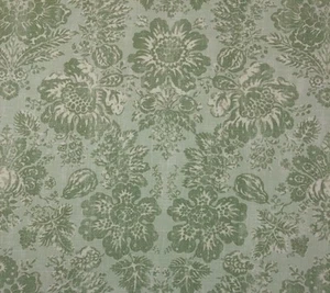 BRAEMORE KEEPSAKE JADE GREEN D4126 VINTAGE FLORAL LINEN FABRIC BY YARD 54"W - Picture 1 of 5