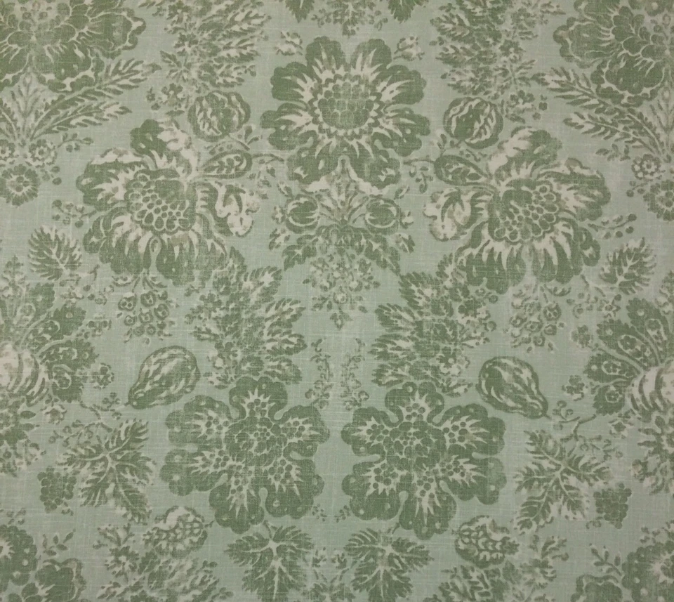 BRAEMORE KEEPSAKE JADE GREEN D4126 VINTAGE FLORAL LINEN FABRIC BY YARD 54"W - Image 1 of 4
