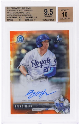 2017 Bowman Chrome Ryan O'Hearn Prospect Auto Orange Refractor /25 BGS 9.5/10 - Image 1 of 2