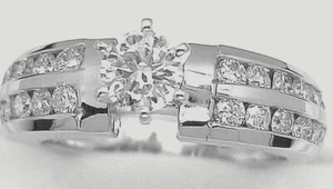 LADY'S BRIDAL 1.50CT G COLOR DIAMOND ROUND CUT ENGAGEMENT RING 14K WHITE GOLD - Picture 1 of 2